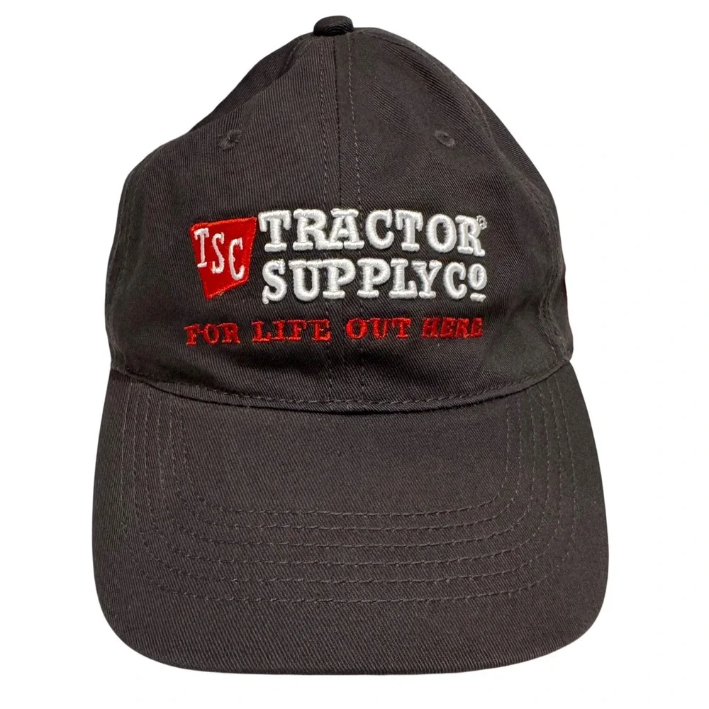 Tractor Supply Co Hat Mens Black Red Embroidered For Life Out Here Baseball Cap